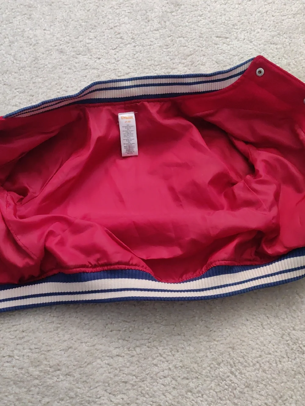 Gymboree Boys 2t-3t Bright Red Kids Varsity Jacket London Patch Y2K Cottagecore